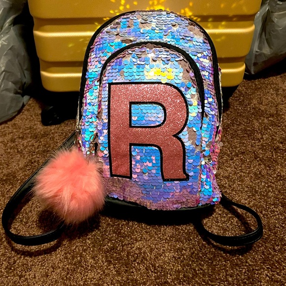 Justice Iridescent Flip Sequin Mini “R” Backpack - Picture 1 of 5